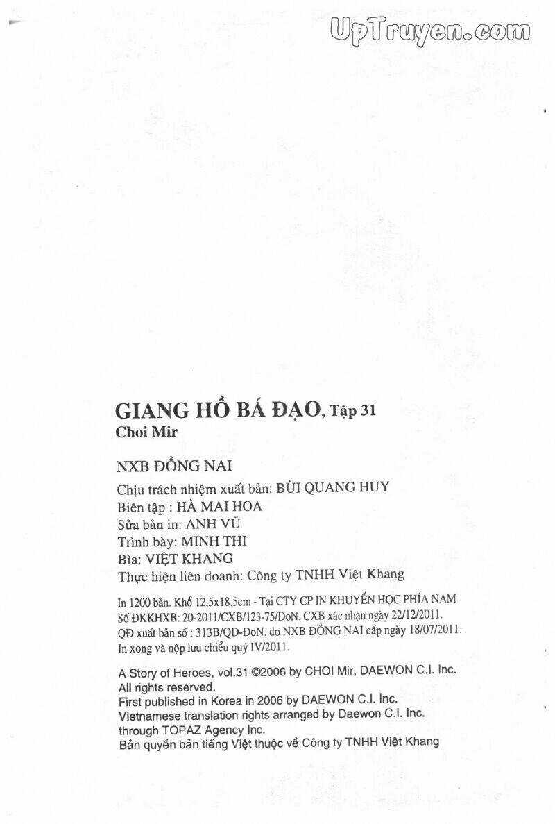 Giang Hồ Bá Đạo Ký Chapter 31 trang 1