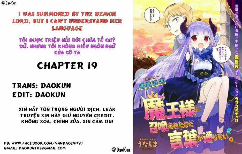 Maou-Sama Ni Shoukan Sa Retakedo Kotoba Ga Tsuujinai Chapter 19 trang 0