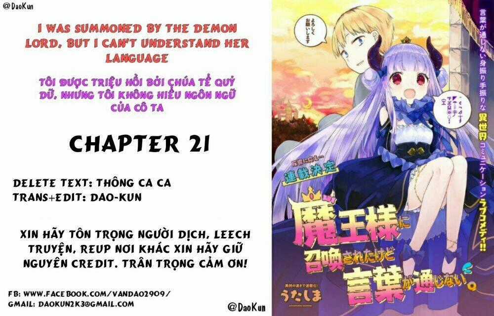 Maou-Sama Ni Shoukan Sa Retakedo Kotoba Ga Tsuujinai Chapter 21 trang 0