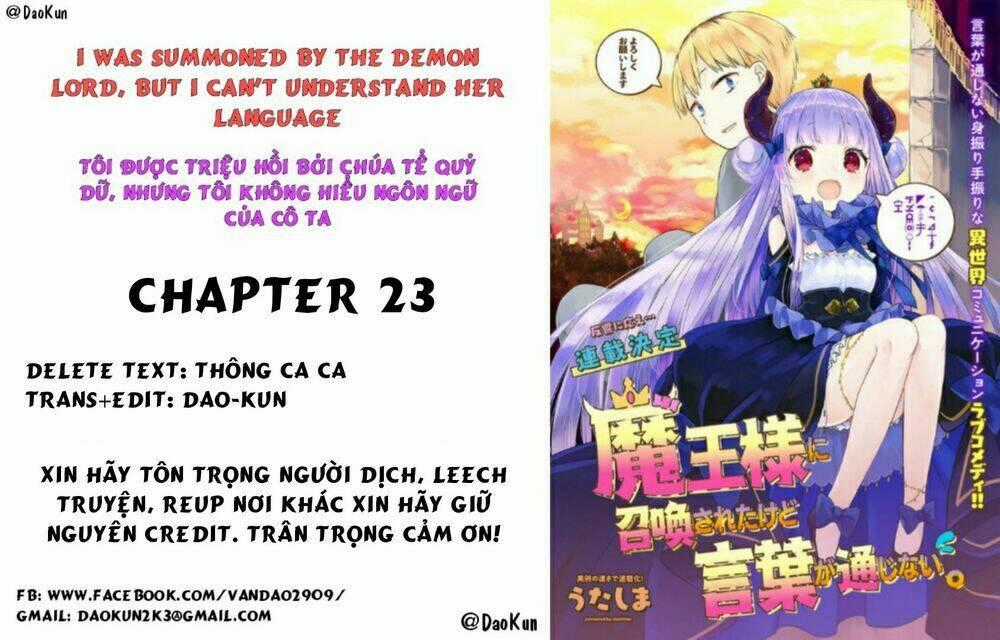 Maou-Sama Ni Shoukan Sa Retakedo Kotoba Ga Tsuujinai Chapter 23 trang 0